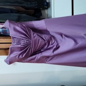 David's Bridal bridesmaid gown. Lilac/embroidery.